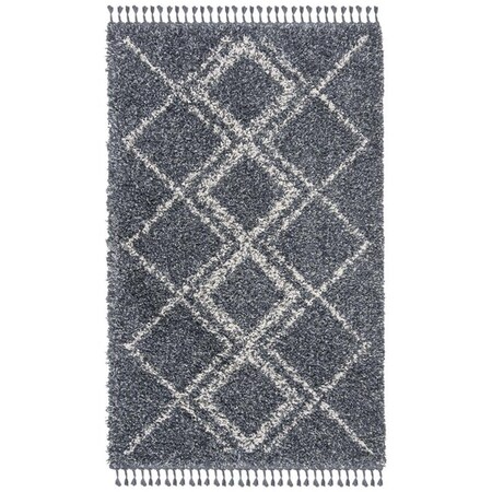 Safavieh 4 x 6 ft. Pro Lux Shag 432 Power Loomed Rectangle Area Rug; Cream & Blue PLX432L-4